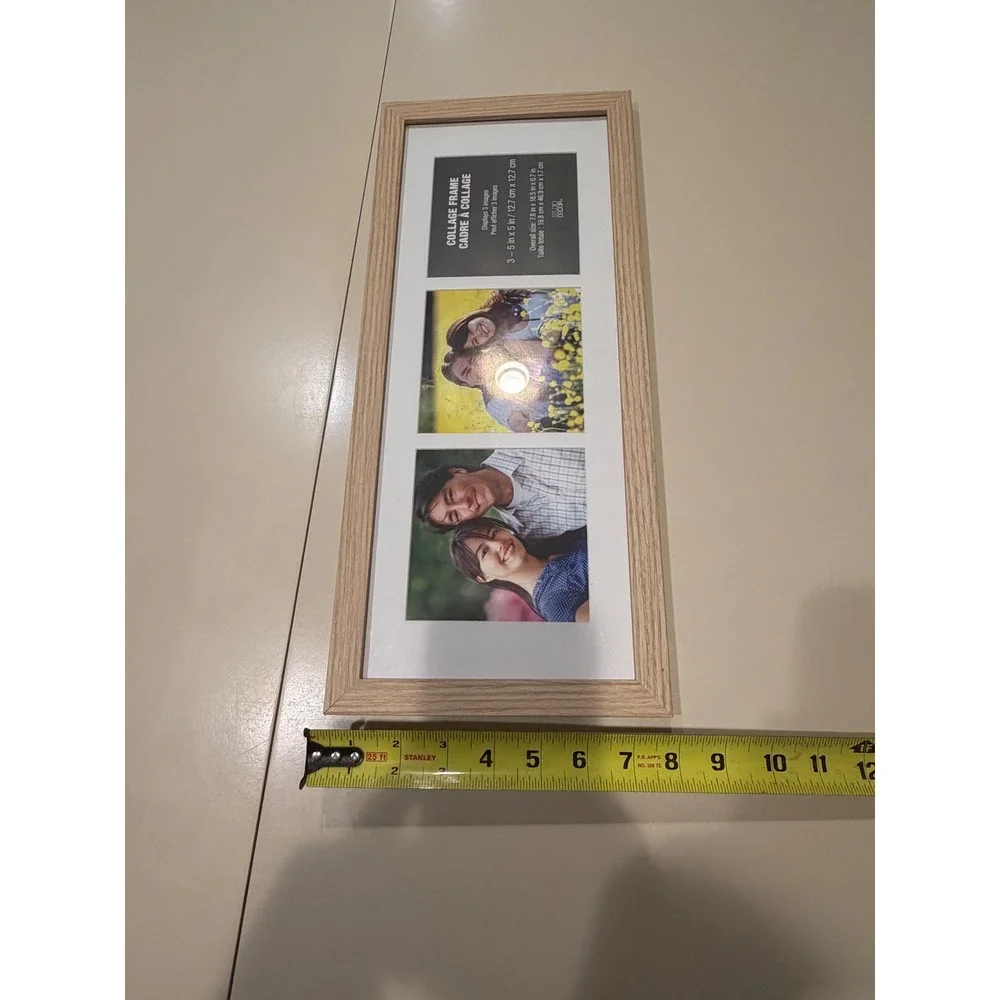 Studio Decor Wood Grain 3 Opening Collage Frame 5x5 Natural Tan Light Oak